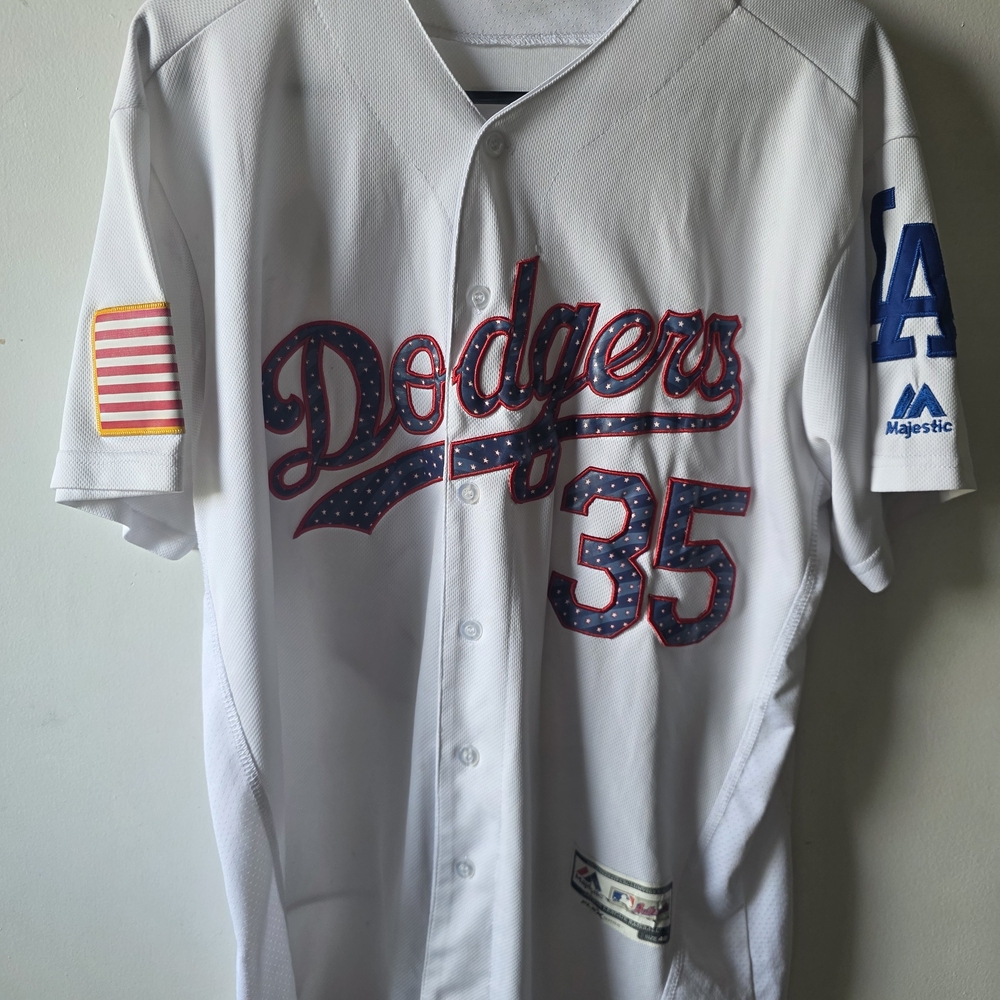 Los Angeles Dodgers Bellinger #35 Majestic Authentic Patriotic Jersey Size 40 US